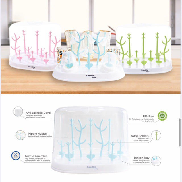 Kandila Baby Drying Rack Bottle HB5004 - Dryingrack Botol Susu Bayi - Tempat Penyimpan Botol Bayi &amp; Penutup