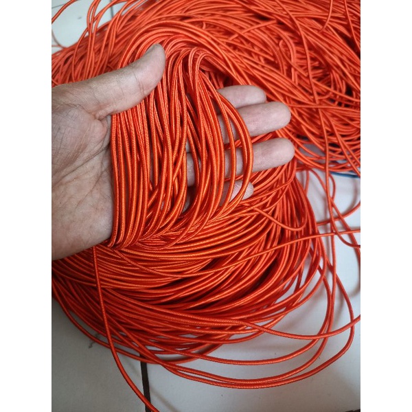 tali bulat elastis tali string elastis/tali karet bulat  3mm 13 warna( permeter)-Orange 2,5mm