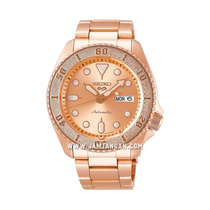 Seiko 5 Sports SRPE72K1 Rose Gold Dial Rose Gold Stainless Steel Strap