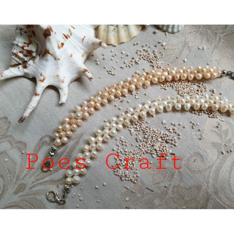 Poes Craft Konektor Masker Mutiara Asli Rajut Kecil Aksesoris Hijab