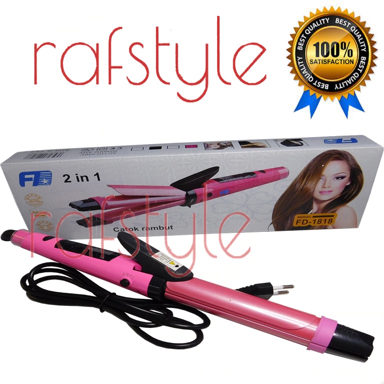 GOODDEALS Alat Catokan Rambut Lurus Dan Keriting FD 1818 2IN1