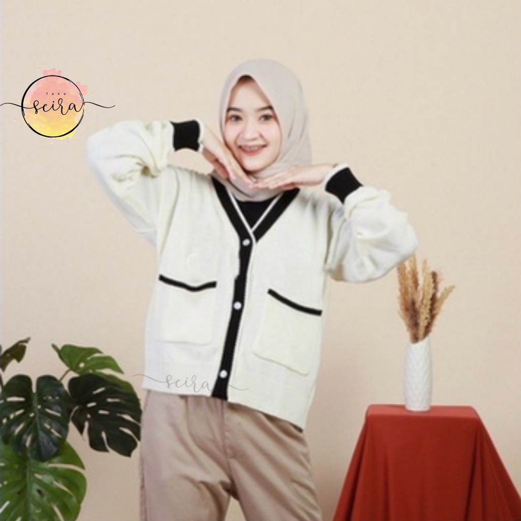 [BISA COD] Cardigan Rajut Kancing Pocket Kyla / Outer Outwear Kiyowo Cardy / Cardi Terbaru Kancing Hidip Saku