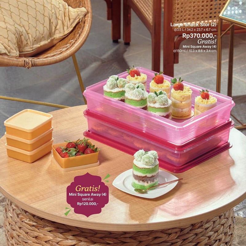 wadah roti large snack stor tupperware with free