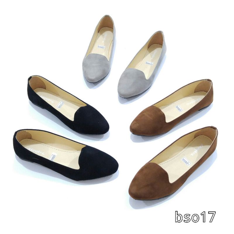 Borneo Sepatu Flat Flatshoes Bahan Kain Beludru by Xavyera bso17