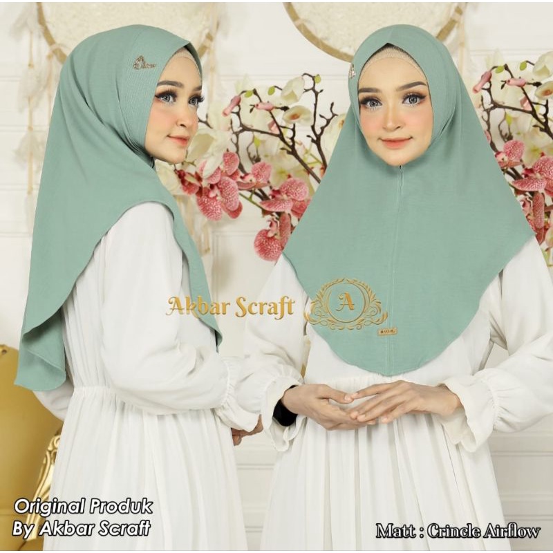 Hijab Jilbab OVAL Mini Pinguin Ori Akbar Marwah Versi Crinkle Air Flow