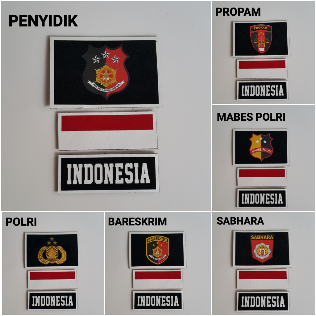 EMBLEM TOPI TACTICAL POLISI 3pcs 10rb Tempelan Topi Velcro