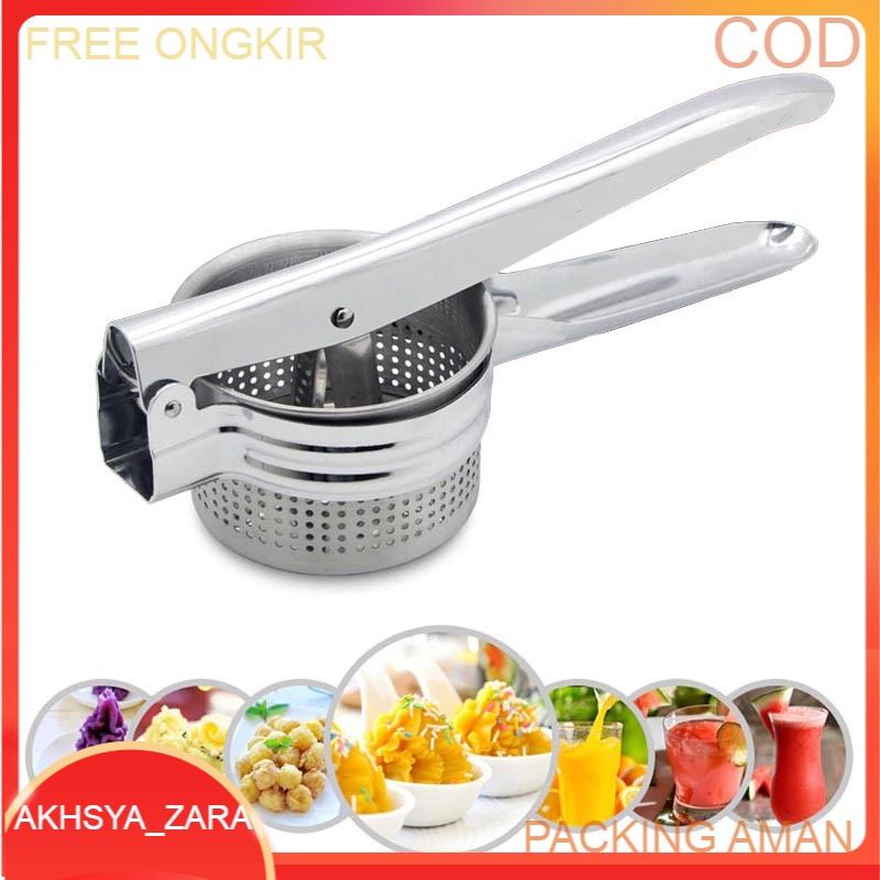 Alat Peras Jeruk Kentang Wortel Potato Ricer Masher Pressure Stainless Steel