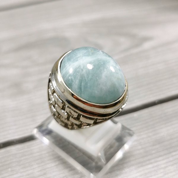 Cincin Batu Permata Natural Blue Aquamarine Berly Ist 25