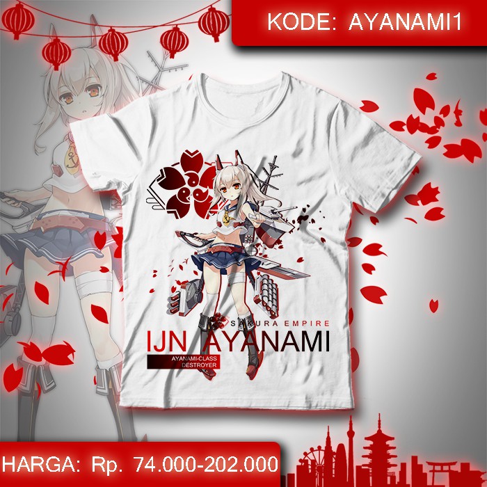 Baju Kaos Anime Azur Lane - IJN AYANAMI Game Azurlane