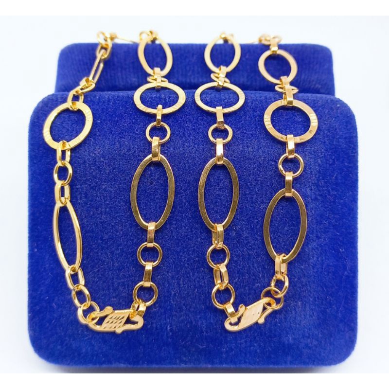 gelang tangan perak asli lapis emas/gelang tangan rantai holo oval bulat ukir/gelang asli silver 925 - perhiasan gelang tangan perak 925 asl