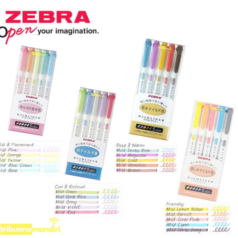 

[PRODUK PBQLF] Highlighter Zebra / Zebra Mildliner Set 5 Warna I9Y