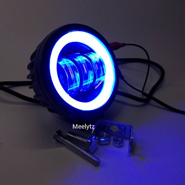 Lampu tembak sorot LED CWL 3 mata lensa 6D 30watt daymaker 3 mata cree angel aye bulat biru