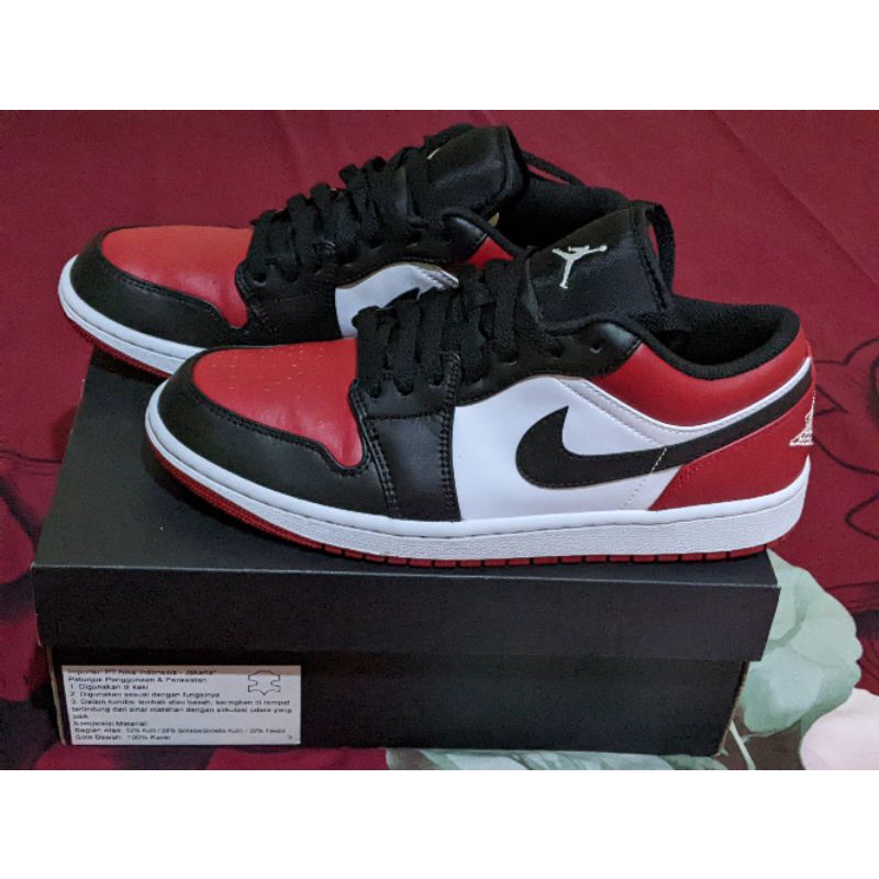 Nike air jordan 1 low bred toe bekas