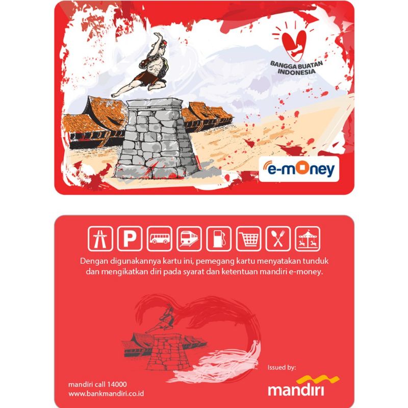 Mandiri eMoney Card Kesenian Tradisional LOMPAT BATU ORI /Like eTOLL Tapcash Flazz or Brizzi