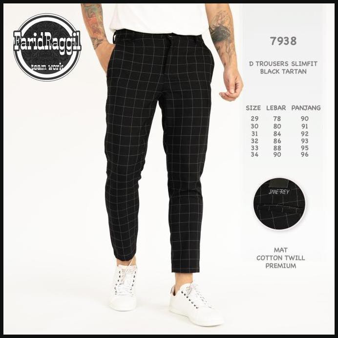 Celana Panjang Pria / Celana Chino Motif Kotak-Kotak