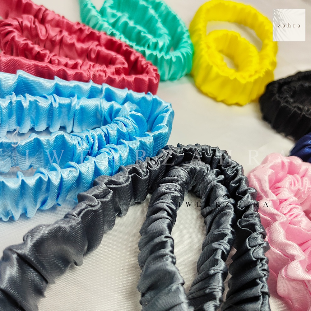 BANDANA KERUT AUREL - Bandana korea puff headband fachial ruffle kerut accessories awan aksesoris olahraga bahan satin