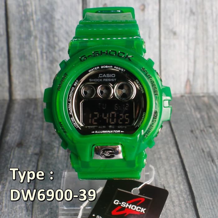 G Shock DW-6900 jelly Hijau Green Army Jam digital