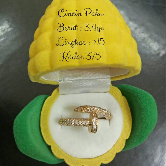 CINCIN EMAS MODEL PAKU BERAT 3.4GR KADAR 375