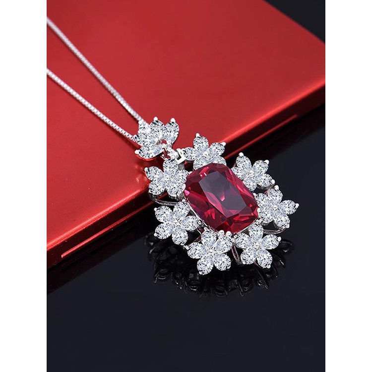 Kalung Cubic Zirconia Warna Merah Untuk Wanita