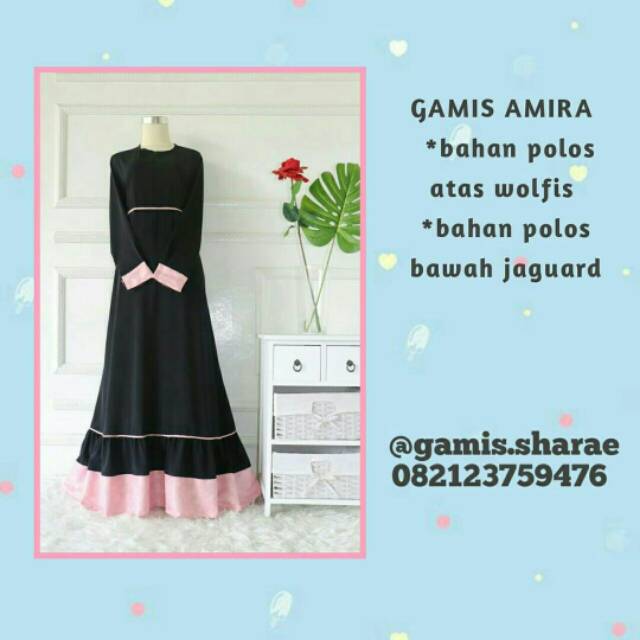 GAMIS AMIRA HITAM-PINK