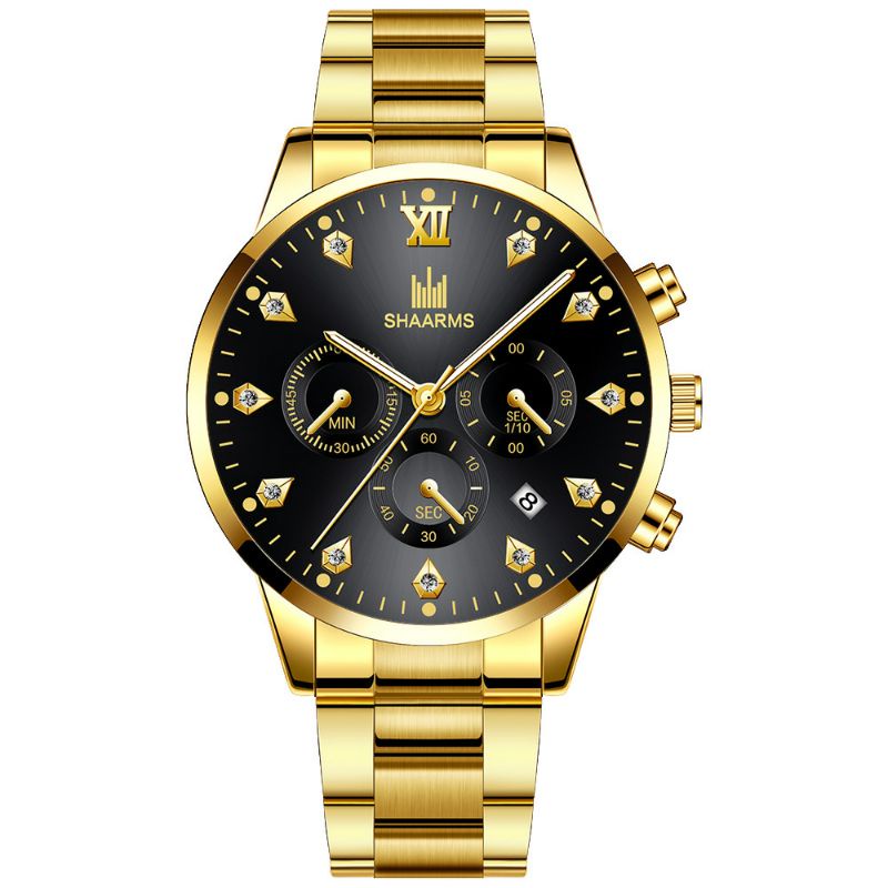 Jam Tangan Pria Anti Air Original Sharms Luxury Stainless Steel Jam Tangan Cowok Shaarms Rantai Besi Modern Kasual Elegan