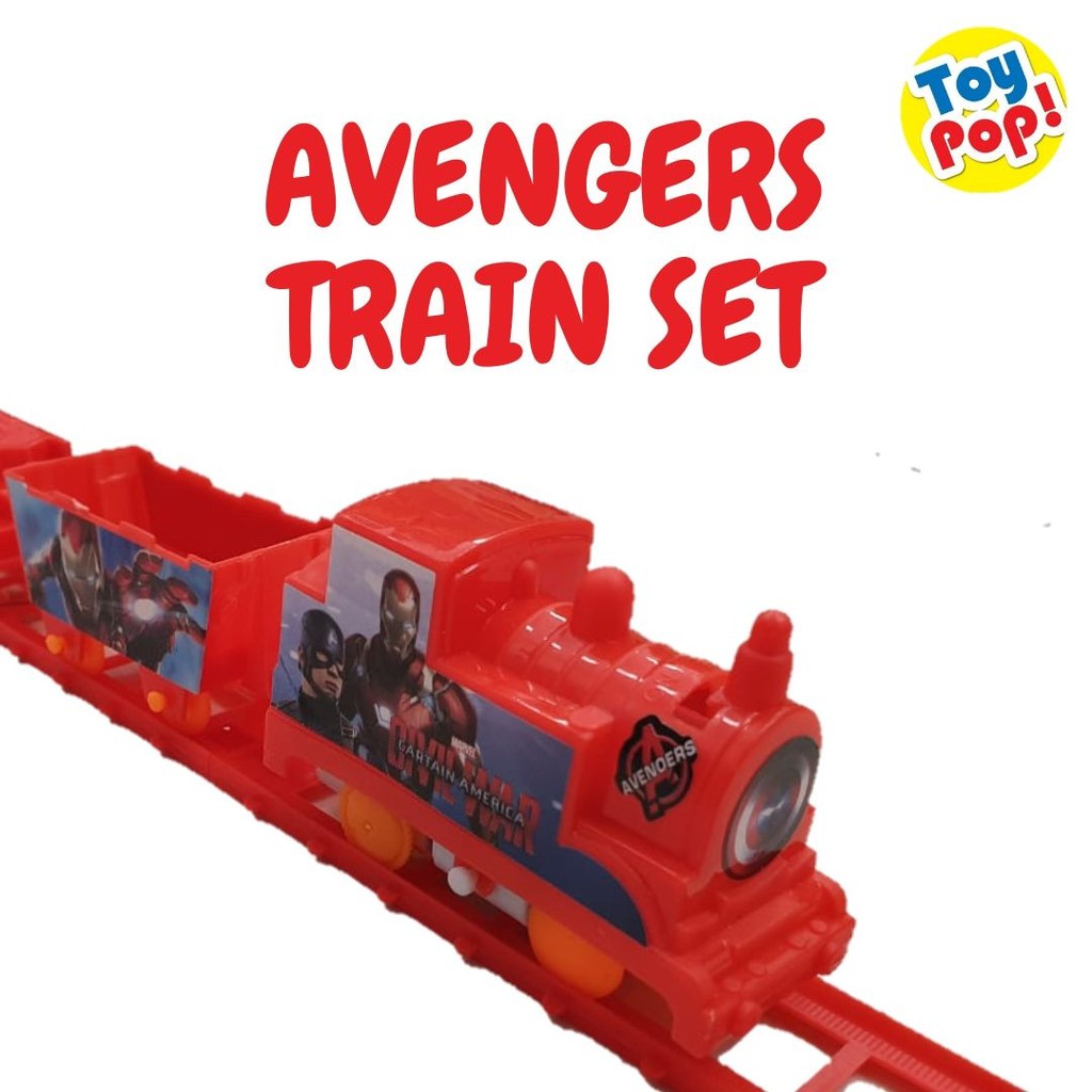 Mainan kereta api train set Avengers panjang rel 138 cm ...