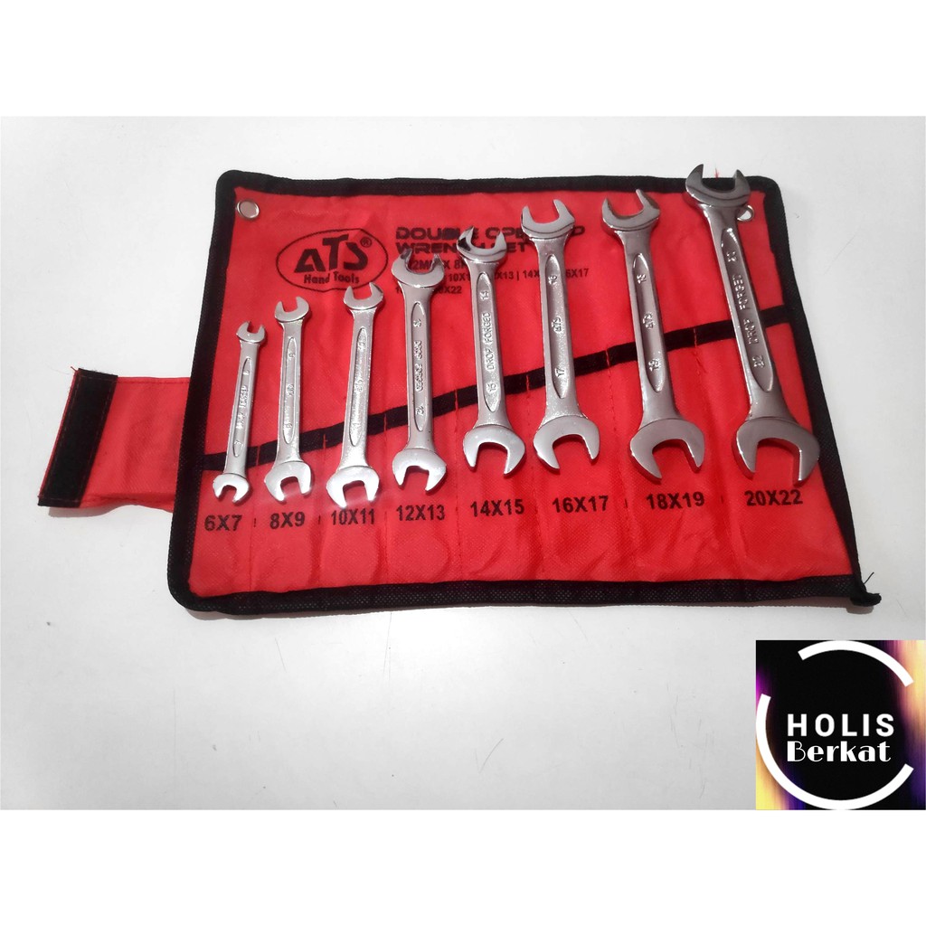 Kunci Pas Set 8 Pcs (8-22 mm) / Double Open End Wrench / Pas Dobel ATS