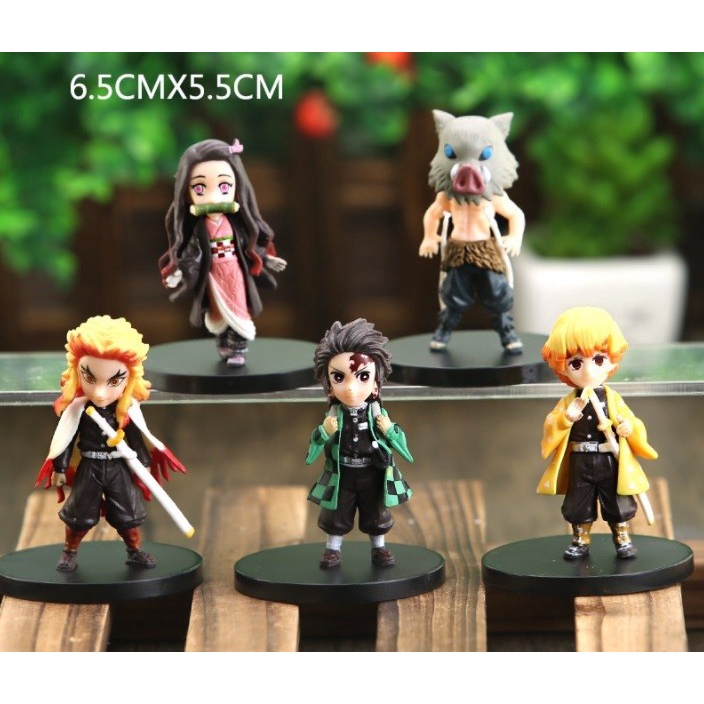 Cake Topper Kue Mini Action Figure Demon Slayer 1 set isi 5 Kimetsu