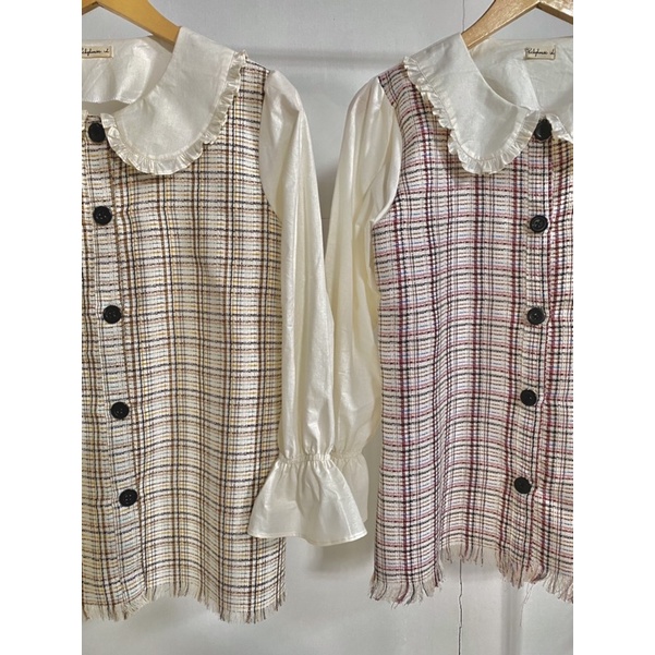 KEMEJA WANITA CASUAL LACE TOP KOREAN STYLE / ATASAN WANITA BAJU WANITA KEKINIAN MOTIF KOMBINASI-1