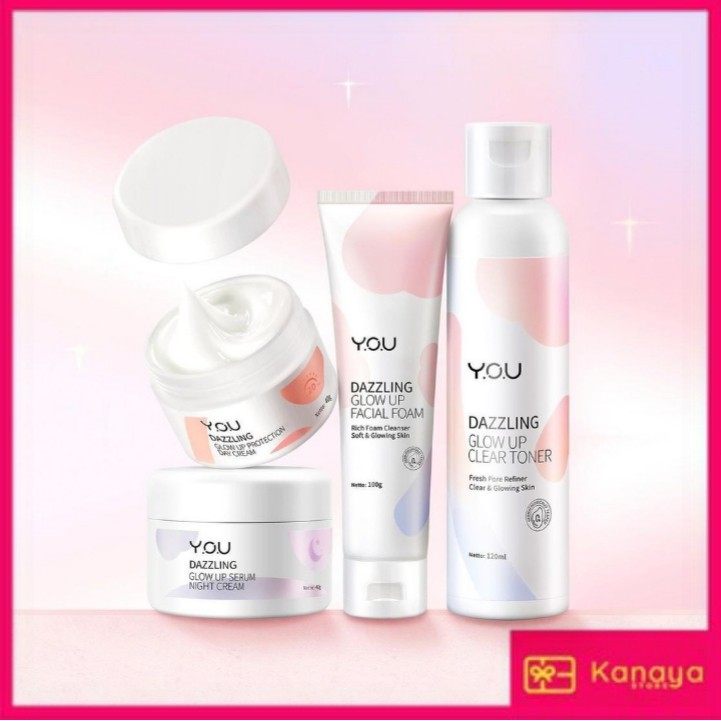 [BISA COD] YOU Dazzling Glow Up Series | Facial Foam Toner Day &amp; Night20 40 Tone up Face Cream Body