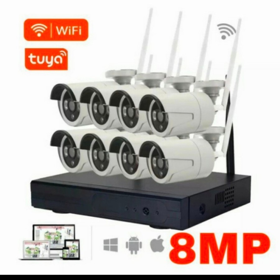 PAKET CAMERA CCTV NVR KIT 8CH WIFI WIRELESS CAMERA CCTV 8 CHANNEL HD 8MP