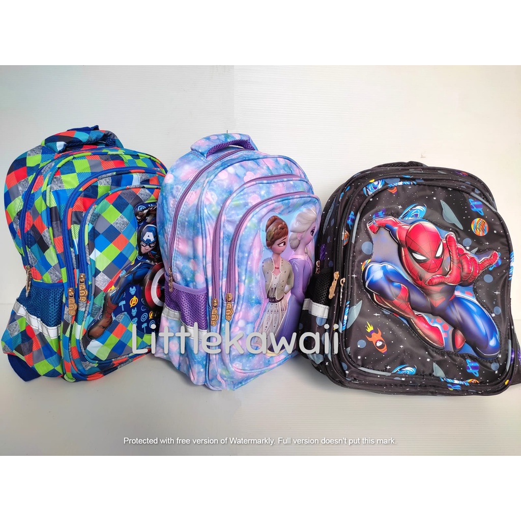 LK/Tas Ransel Sekolah Anak Emboss Hardcase Frozen LOL Unicorn Superhero XL PAUD TK SD Import