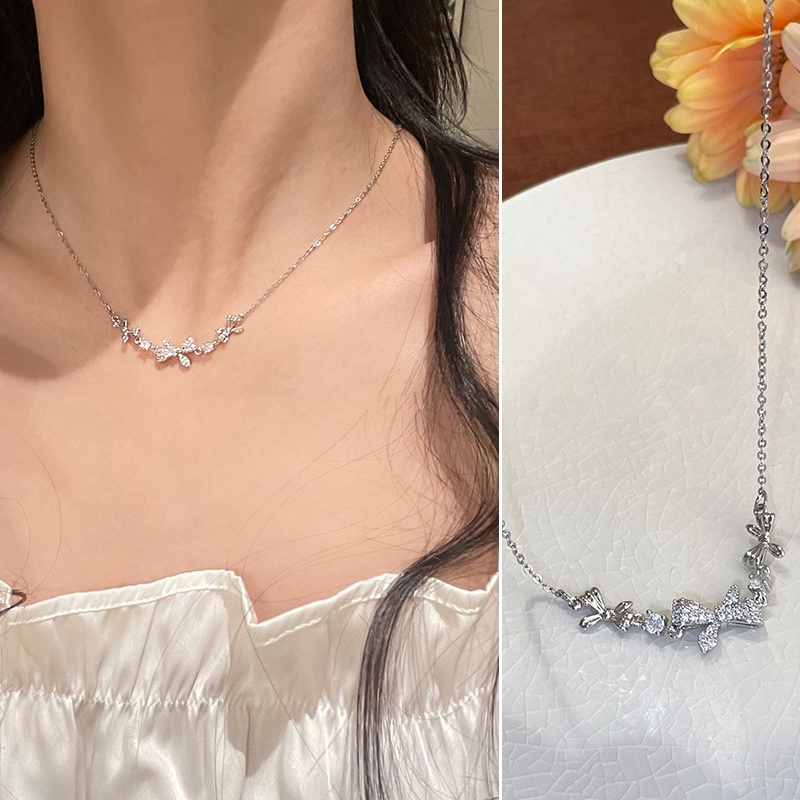 Kalung Desain Butterfly Bahan Zircon Gaya Korea Untuk Wanita