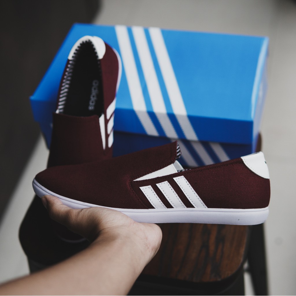 MS Shoes - Sepatu Pria Adidas D3p Maroon Slip On Casual Santai Kerja Murah Keren Stylish BISA COD