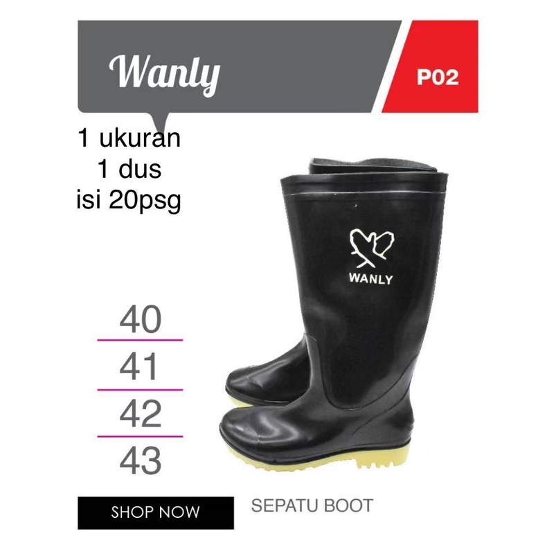 SEPATU BOOT KARET JEEP HITAM ANTI AIR WANLY P02 (KNS)