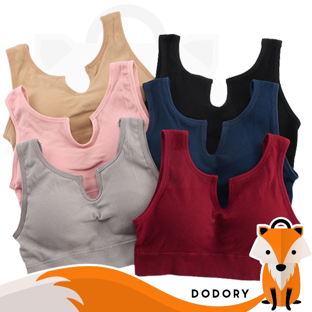 DODORY BRA535 Bra Tanpa Kawat Bentuk U Pakaian Dalam Wanita Polos Tali Tanktop Bra Olahraga Sportbra Gym