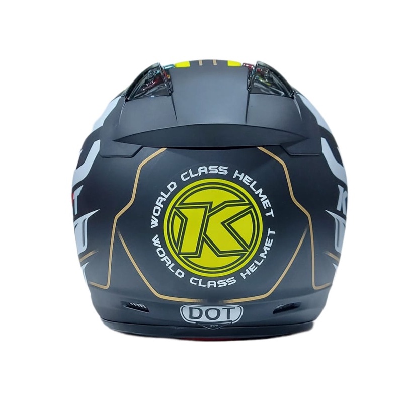 Helm KYT DJ MARU Motif 13 Black Matt Yellow Half Face ORIGINAL