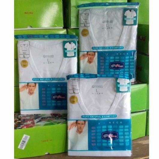 Kaos Oblong pria Gt man TSGV leher V neck isi 3 pcs