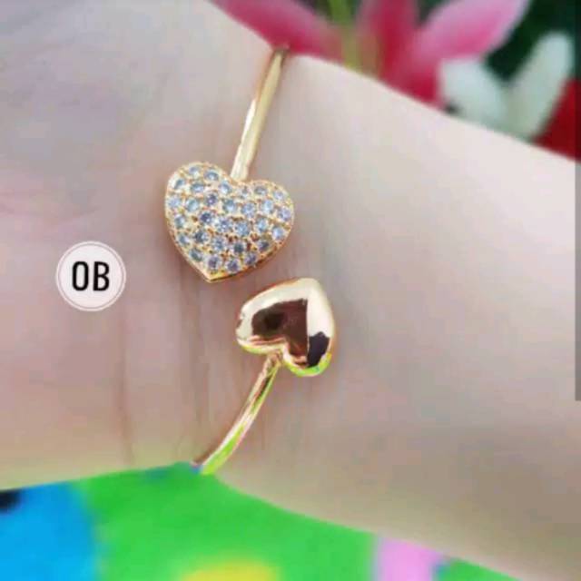 Xuping set perhiasan gelang lapis emas 24k (anti iritasi dan tidak luntur) love 107a1
