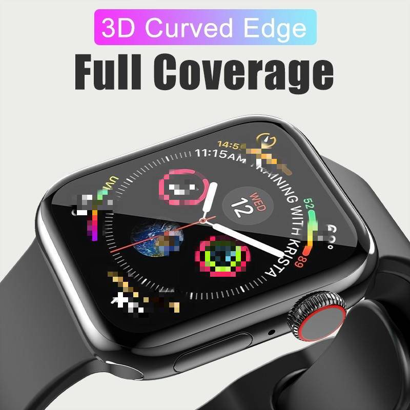 Pelindung Layar Tempered Glass Full Cover HD Curved Untuk Apple Watch Seri 7 6 5 4 3 2 1 se 45mm 41mm 40mm 42mm 38mm