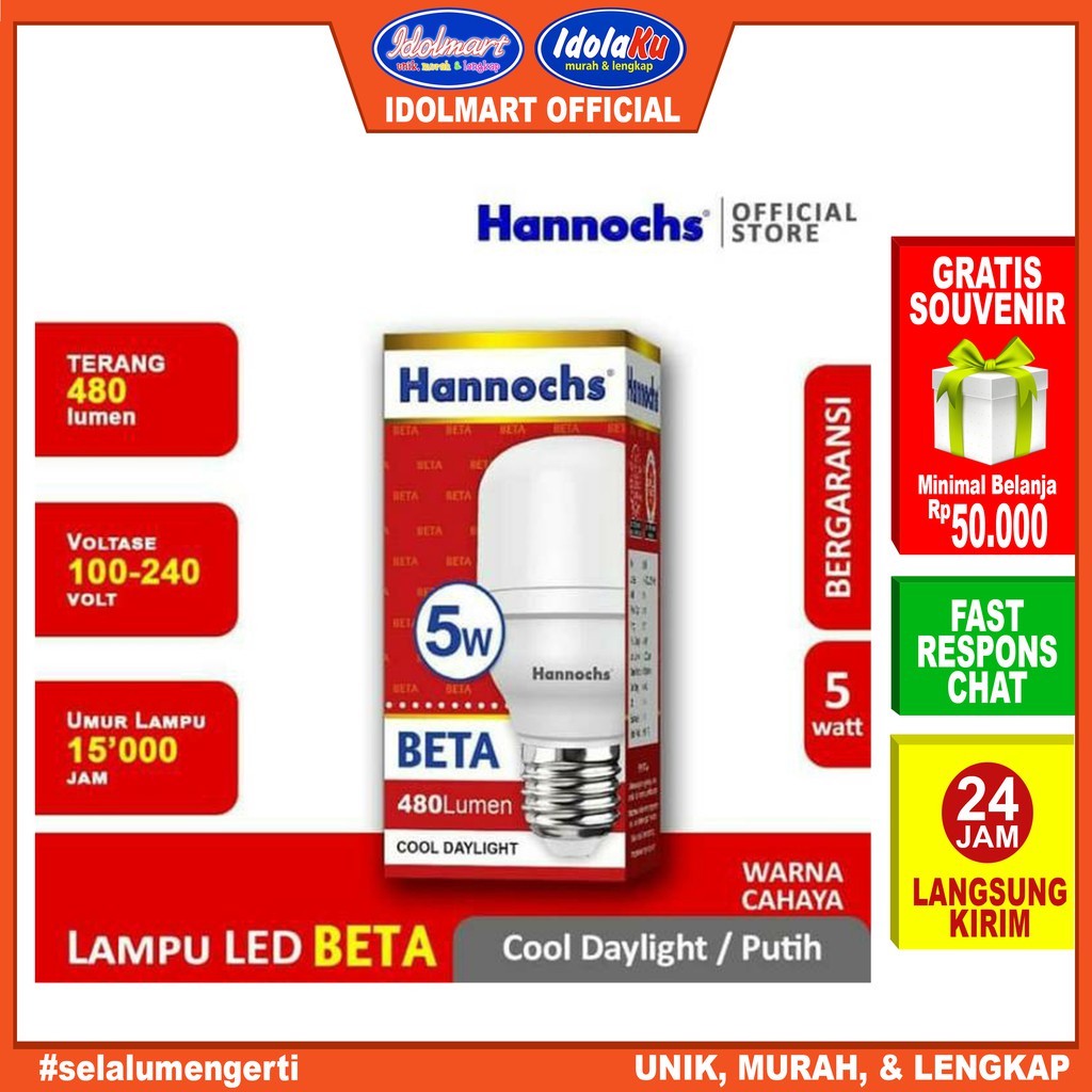 IDOLMART Hannochs Beta Lampu LED5 W/ Cahaya Putih Surabaya