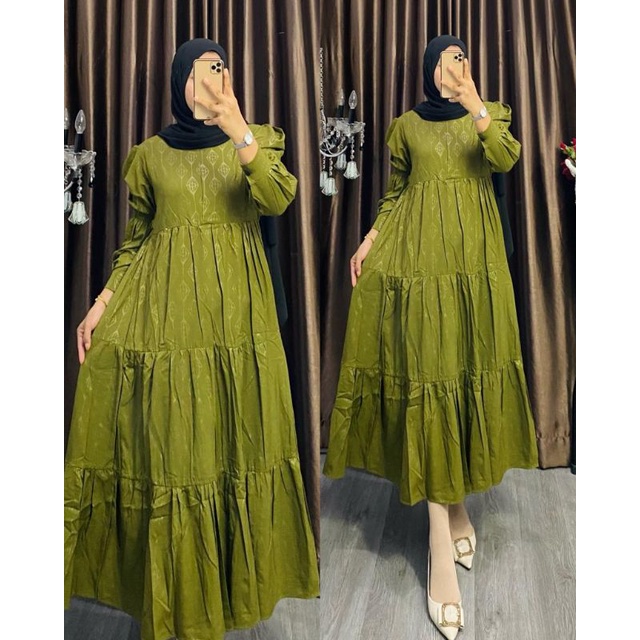 MIDIDRESS ROSECRAPE MEWAH | GROSIR PAKAIAN WANITA TERMURAH MEDAN