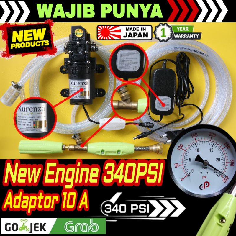 🟠🇯🇵 New Engine MaxPower 340psi Adaptor 10A Jet Cleaner Tekanan Tinggi Alat Cuci Motor Mobil AC Steam