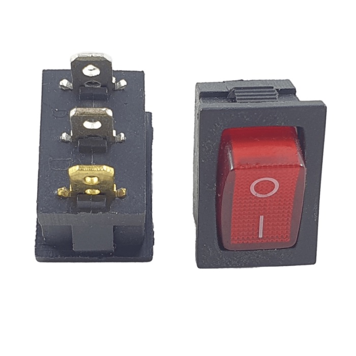 Saklar 3 pin On Off Merah Tombol Rocker Lampu KCD1 Power Switch 3pin