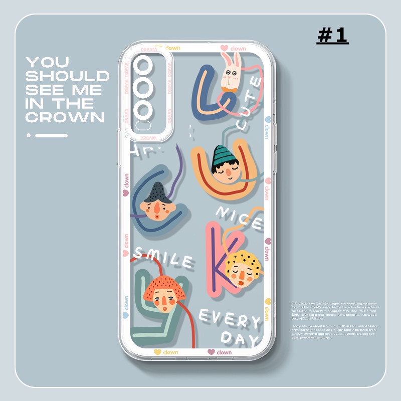 Soft Case TPU Transparan Motif Kartun Untuk VIVO Y12s Y20s Y20i Y33S Y15S Y15A Y21T Y21S Y11 Y12 Y15 Y17 Y91C Y19 Y30 Y85 Y51 V23