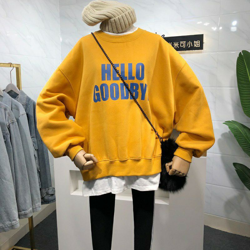 S - XXXXXL(6XL) Sweater OVERSIZE HELLO GOODBYE BIGSIZE Korean Style /Sweatshirt Long Sleeve Women Fashion Jaket Harajuku Crewneck Oblong Jumbo