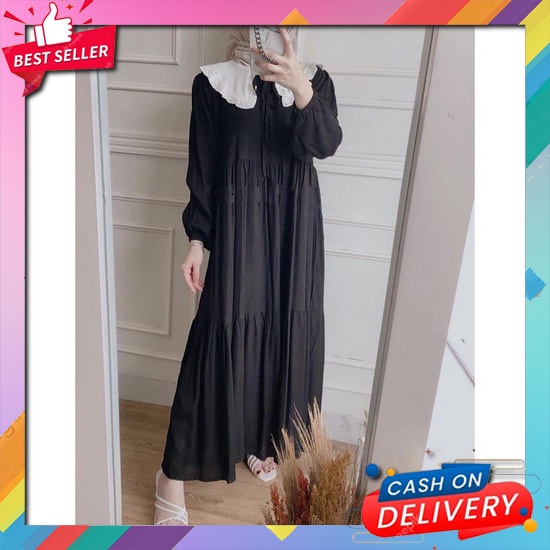 Baju Gamis Wanita Muslim Dewasa Remaja Motif Salur Kotak Garis Harian Cewek Kondangan Panjang Katun 