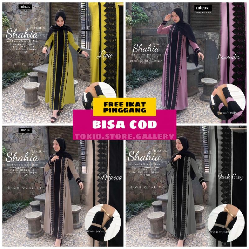 Shahia dress abaya premium bahan rainbow twill HQ | abaya busui ori mieux