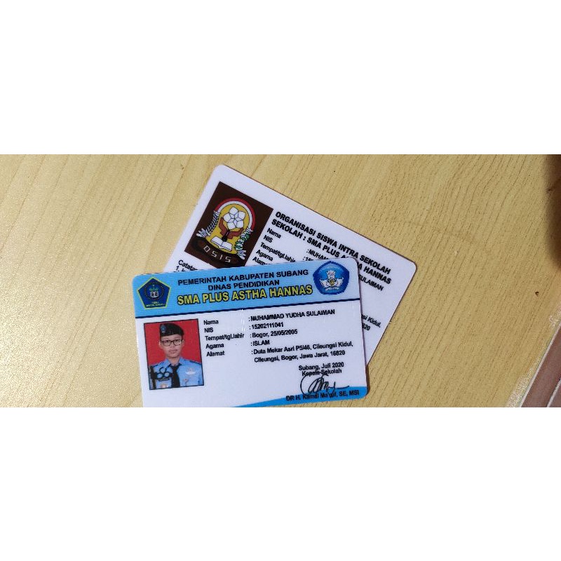 

ID card (SMA Plus Astha Hannas)