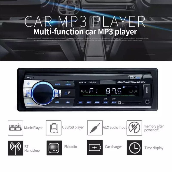 Bluetooth Tape Mobil Radio Audio Player Charger MP3 FM USB SD AUX-IN